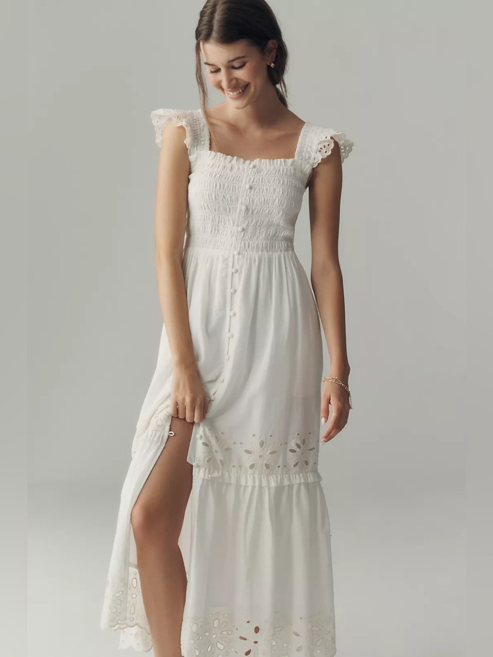 NWT Anthropology Peregrine Eyelet Midi Dress